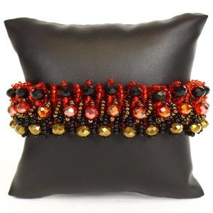 Czech Glass Beaded Bracelet Red Garnet